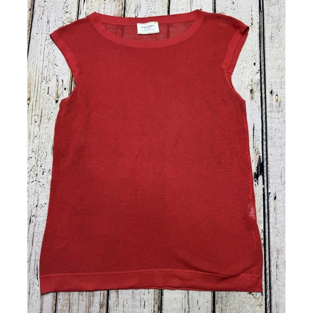 SNOBBY SHEEP Red‎ Silk Cotton Sleeveless Mesh Knit Top Size 46 / XL